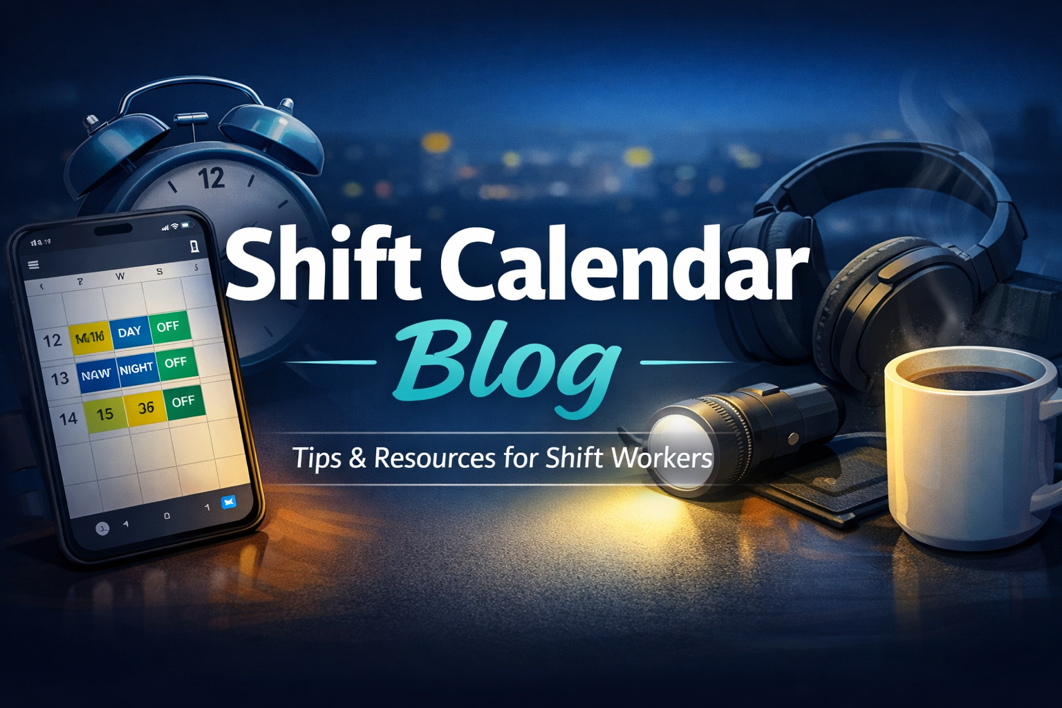 Shift Calendar blog banner showing a shift work calendar app with night shift tools for rotating shift workers