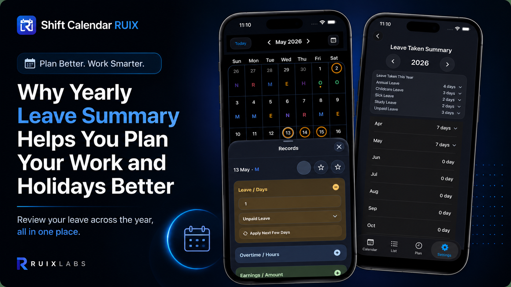 Why Yearly Leave Summary Helps You Plan Your Work and Holidays Better in Shift Calendar RUIX