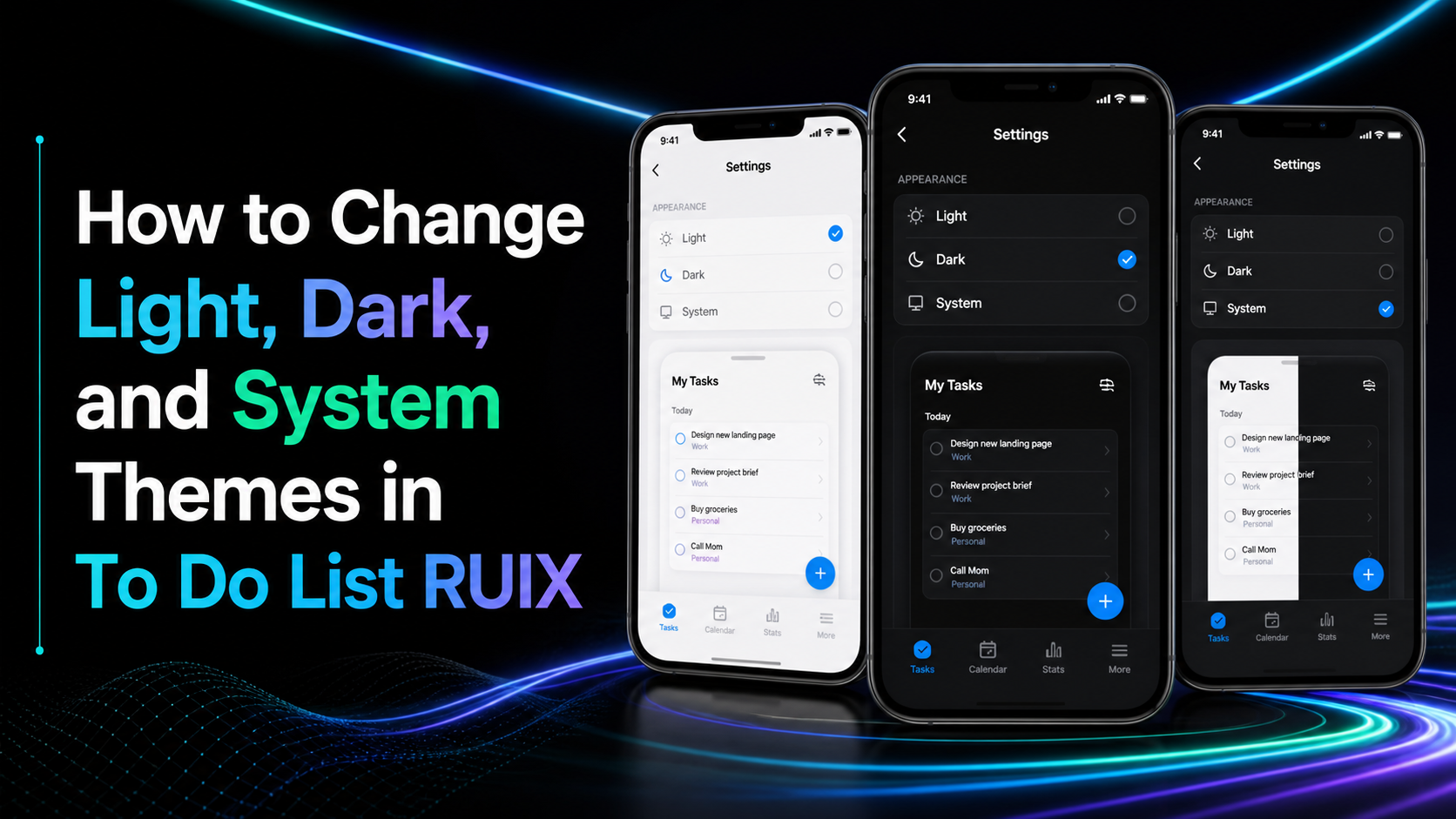 How to Change Light, Dark, and System Themes in To Do List RUIX